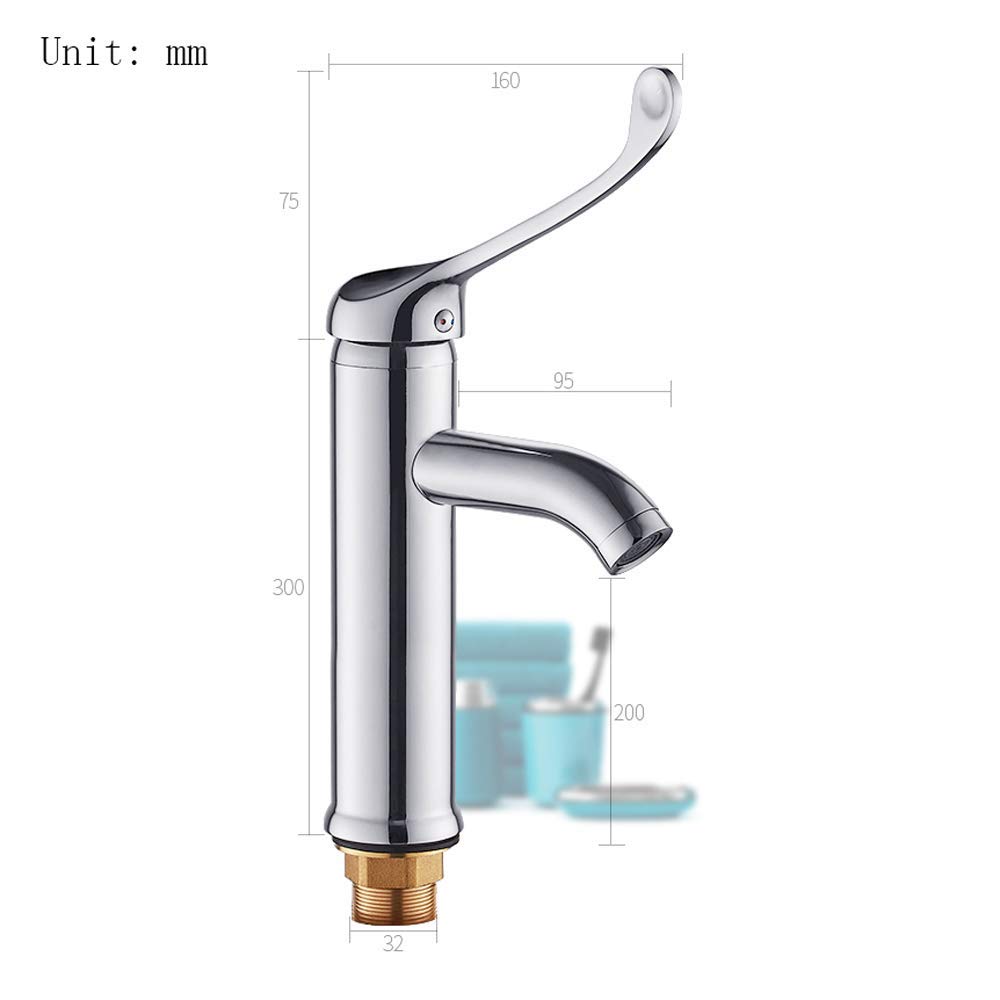 Grifo Mezclador de Cobre con Codo, Grifo de Laboratorio de Apertura táctil, manija Larga elevada, Agua fría y Caliente, Lavabo de Mesa médica montado sobre encimera (tamaño: S). Es