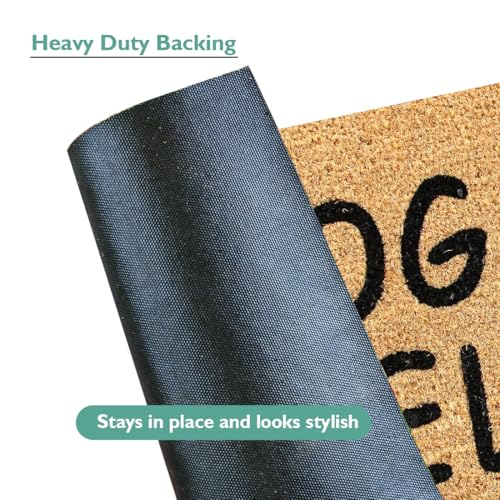 Image of ATMAH Dogs Welcome Paw Coir Door Mat 45 x 75 cm | Heavy Duty Entrance Mat | Anti Slip PVC Backing | Indoor & Covered Outdoor Doormat