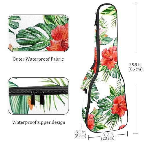 JRHEJTHH Durable Ukulele Bag Water Resistent Ukulele Case with Adjustable Shoulders for 21 23 24 inch Thick Padding Tropical Floral - Les Beatles, Paul McCartney, John Lennon, RIngo Starr, George Harrison JRHEJTHH Durable Ukulele Bag Water Resistent Ukulele Case with Adjustable Shoulders for 21 23 24 inch Thick Padding Tropical Floral – Image 5