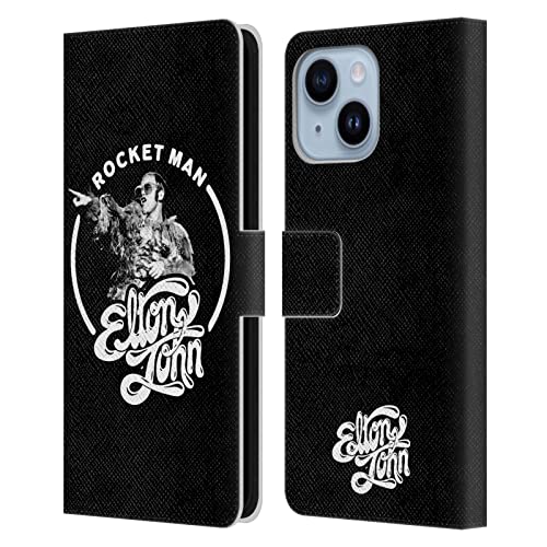 Étui portefeuille en cuir compatible avec Apple iPhone 14 Plus Elton John Rocketman coque housse