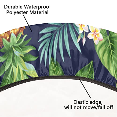 Round Fitted Tablecloth Pineapple Palm Tree Table Cover With Elastic Edge For Round Table, Oil-Proof Waterproof Wipeable Table Linen, Fits Tables Up To 45" - 56" Diameter #TOP3