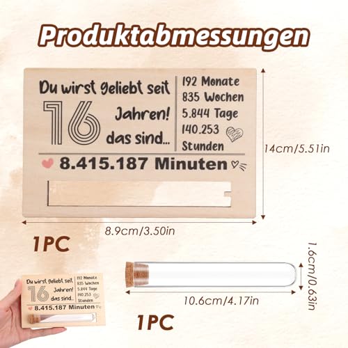 Swiftctrl 16 Geburtstag Geldgeschenke Mädchen Jungen mit Holz Enthält Reagenzglas Geldgeschenke Verpackung und Holzkarte, Perfekt für Junge, deko 16 Geburtstag Junge
