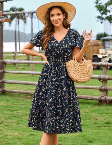 Bridesmay Casual Summer Dresses for Women with Sleeves Flowy Boho Floral Dress Midi Length 20254