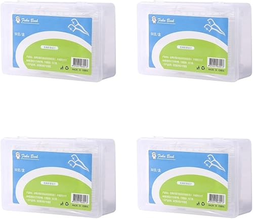 4 púas de hilo dental con caja, 50 unidades con varillas de hilo dental, hilo dental portátil con organizador de selección de hilo dental, hilo