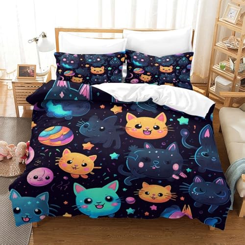 Housse de couette chat 3D idée cadeau originale pour lit king size - 3