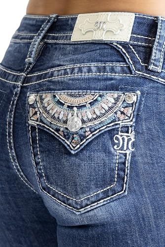 Miss Me Women's Bohemian Faux Flap Pockets Mid-Rise Bootcut Jeans4