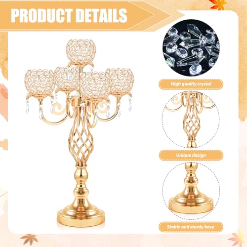 Candelabro decorativo de cristal de 5 brazos como regalo de aniversario 4