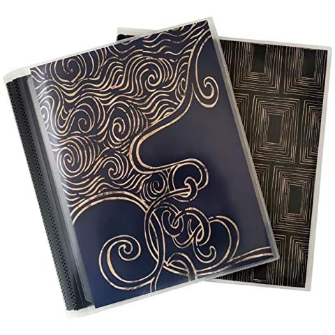 CocoPolka 8x10 Photo Albums Pack of 2 - Each Large Format Flexible Photo Album Holds Up to 48 8x10 Photos in Black Pockets. Removable Covers Come in Elegant Modern Patterns Cover