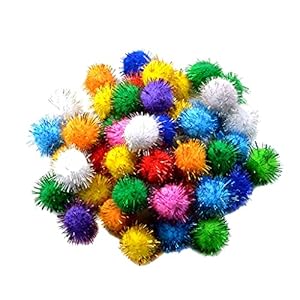 INVEES 50 Stück bunte Glitzer Pompons