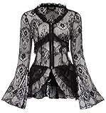 Festliche Spitzenjacke-- SCARLET DARKNESS cardigan mit schön Spitzen, lockeren Schnitt und wird lässig offen getragen. Ein Elegant Cardigan, der sich als Blazer-Alternative in Büro ebenso angenehm trägt wie an gemütlichen Abenden zu Hause.