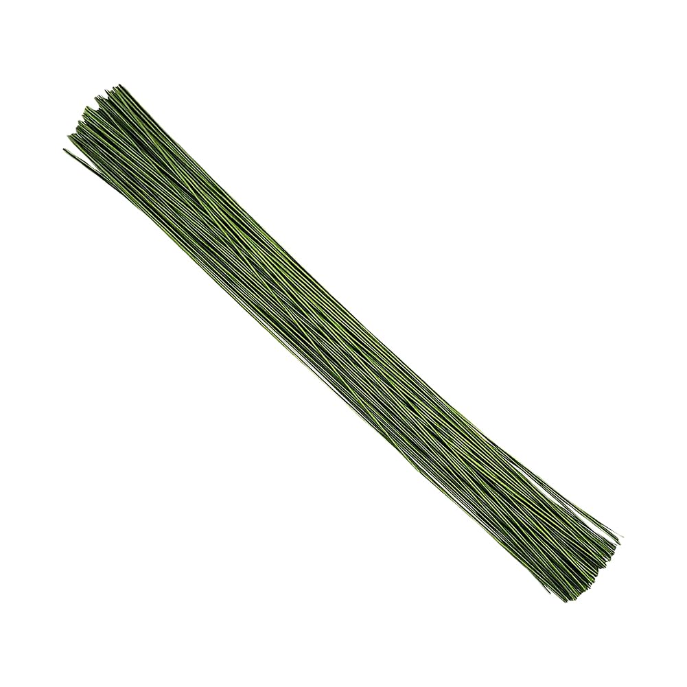 Hugede Green 100 Pcs 35Cm Floral Stem Wires Artificial Flower Wires Craft Flower Wires Paper Wrapped Wires Thin Metal Crafting Wires Fake Flower Stems
