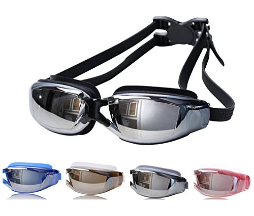 Tyzon Swim Goggles for Adult Unisex No Leaking Clear-UV Protection, Anti-Fog, Mirror Coated Lens Swimming Goggles with Protection Case (Black)