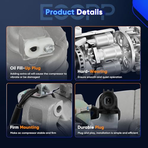 Image of ECCPP A /C Compressor with Clutch 2013-2017 for Honda for Accord 2.4L AC Compressor