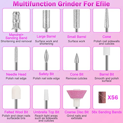 NAILGIRLS Electric Nail File, Portable Nail Drill USB 25000RPM Professional Nail Drill Machine for Acrylic Gel Nails Efile E File Manicure Pedicure Polishing Shape Tools for... - Image 7