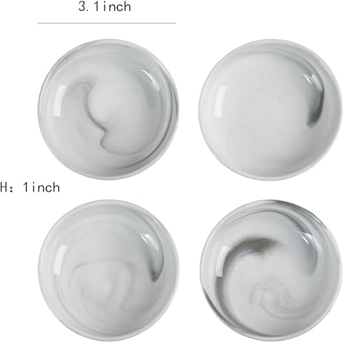 Miniatura 2 de FUYU Plato de salsa de cerámica de mármol, 4 unidades, platos de aperitivo