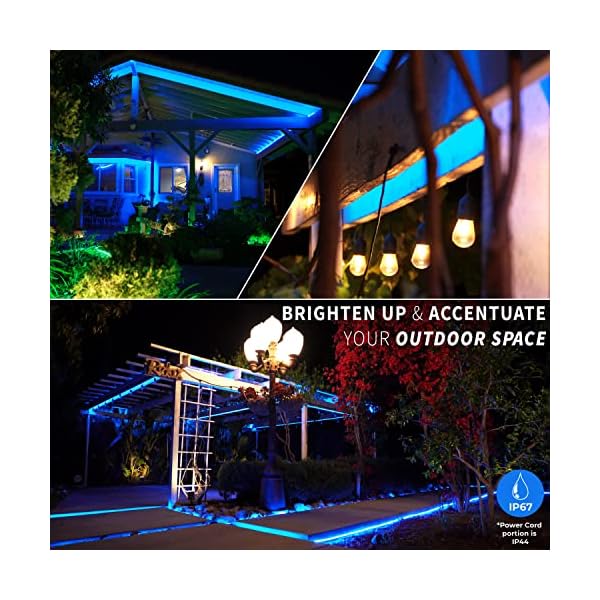 Wyzworks led rope lights, connectable waterproof permanent outdoor w/flexible clear pvc tube, etl certified, christmas trees holiday decorative landscape backyard patio lighting - image 4