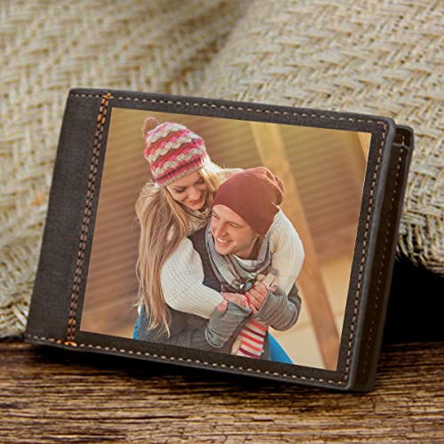 Custom Photo Wallet for Men,PU Leather Personalized Large Capacity Trifold Wallet Customized Card Holder RFID Blocking Wallet Three-sided Print Picture Wallet Father's Day Gift for Dad Son2
