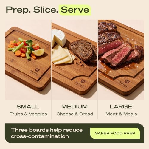 ROYAL CRAFT WOOD Wooden Cutting Boards for Kitchen Appliances Non Toxic Bamboo Board Set - image 5