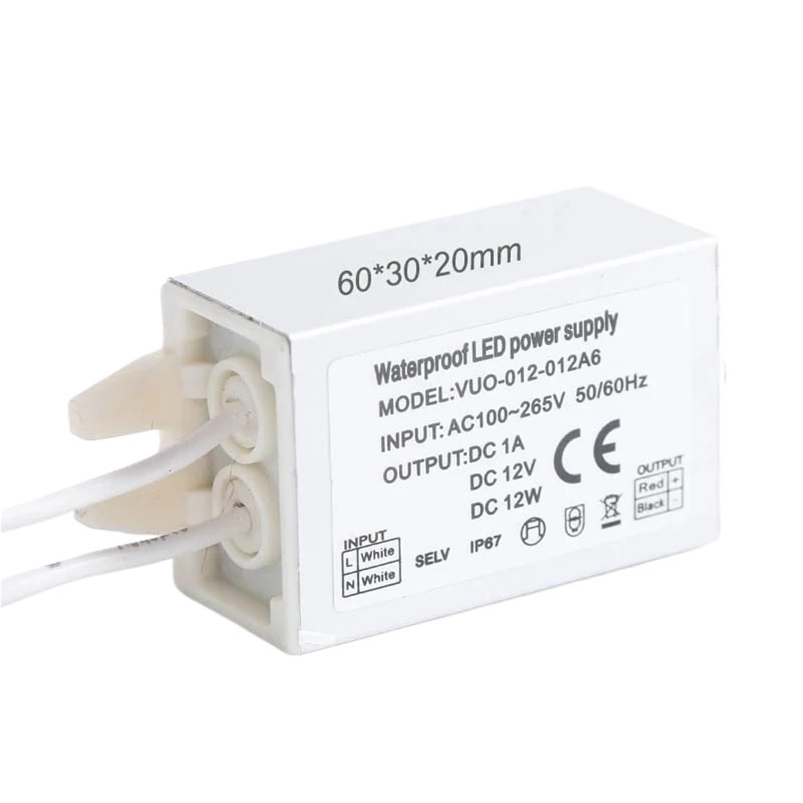 Controlador de 12 W, 20 W, 36 W, 60 W, 100 W y 200 W, de 220 V a 12 V for focos LED, fuente de alimentación con transformador, resistente al agua (IP67)(36w)