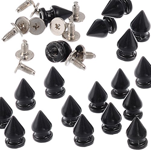 RUBYCA 12MM 50 Sets Metal Tree Spikes and Studs Metallic Screw-Back for DIY Punk Leather-Craft Black