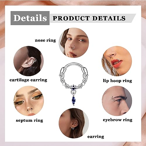 BESTEEL 20Pcs Gold Septum Rings 16G Small Septum Jewelry Surgical Steel Septum Clicker Dangle Nose Rings Hoops for Women Men Cute Star Bee CZ Heart Butterfly Chain Septum Rings Septum Piercing Jewelry3