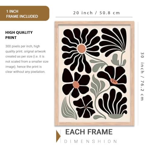 Image of kotart Abstract Botanical Art Home Decoration Painting | Floral Paintings With Frame For Living Room Bed Room Hotel Wall Decor Digital Reprint Set of 3 (20x30 Inch)