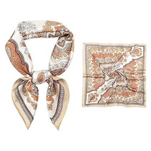 RIIQIICHY Pañuelo Bufanda Foulard Mujer Fular Seda Bandana Colores Diseños Variados 70 cm