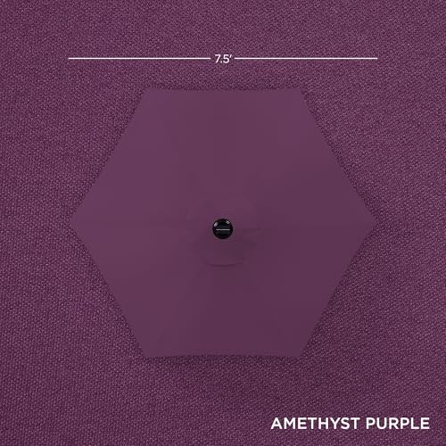 Image of Best Choice Products 7.5ft Solar Umbrella LED Lighted Patio Umbrella, Table Market Umbrella with Tilt and Crank, Outdoor Umbrella for Garden, Deck, Backyard, Pool and Beach - Amethyst Purple