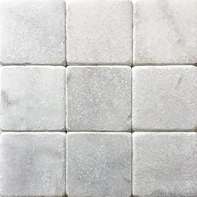 Carrara White 4x4 Tumbled Marble Tile Wall Floor