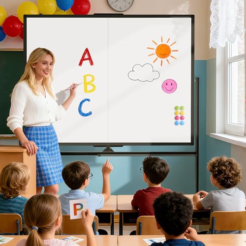 Image of Rolling Whiteboard 60 inch x 48 inch Sturdy Dry Erase White Board on Wheel