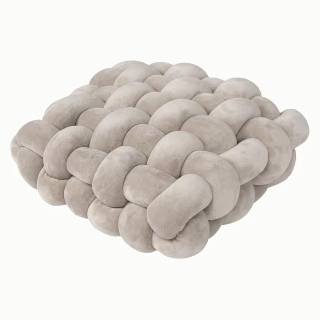 Weiches Knotenkissen, dekoratives Wurfkissen für Couch, Kinder, Knotenkissen, quadratische Rückseite, Bodenkissen, Bodenmatte für Wohnzimmer, Schlafzimmer, Büro (40,6 x 40,6 cm, grau)