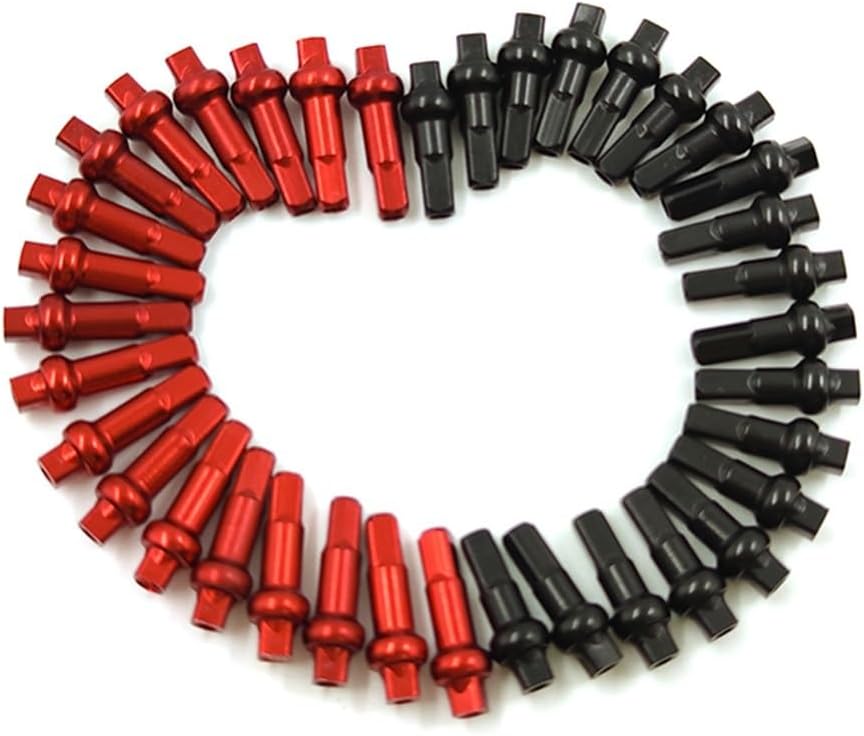 Brass/Aluminum Alloy Nipples 14G Black/Red Double Square High Strength 14.4mm 16mm 18mm MTB Road Bike Spoke Parts (Size : Blk Alloy18mm 100pcs)