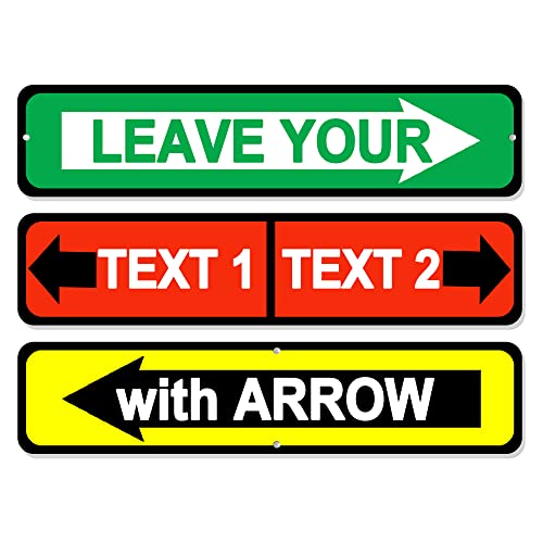 Custom Sign with Arrow 20x6 Inches, Waterproof Metal Arrow Sign