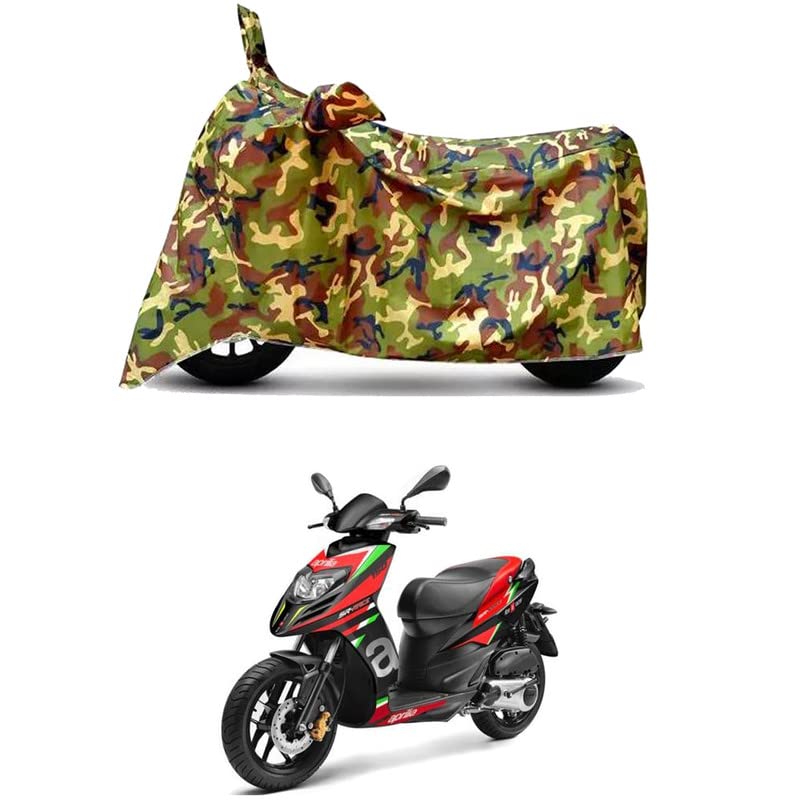 Image of Waterproof 100% PVC Coated Bike Scooty Two Wheeler Body Cover Compatible for Aprilia SR 160 Race /UV-Rays /Heat Protection /Birds Dropping /Scratchproof /Dust Proof [6X6 Jungle Print]