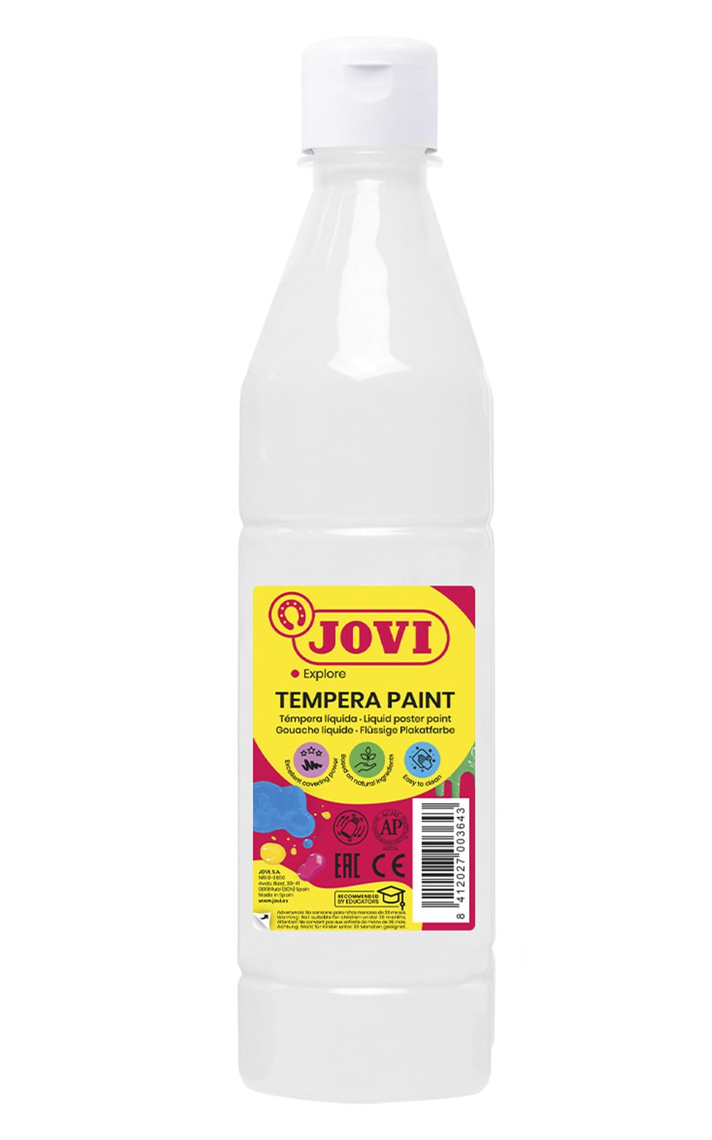 Jovi- Témpera líquida, Color blanco, 500 ml (Paquete de 1) (01)