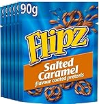 Flipz Salted Caramel Flavour Coated Pretzel Snacks, Sweet and Salty Bites, 90 g (Pack of 6)