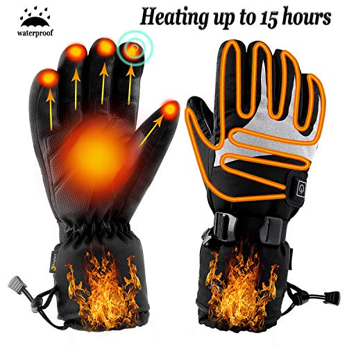 Heated Gloves for Men Women,Waterproof Winter Heated Ski Gloves, Rechargeable Battery 7000mAh Powered