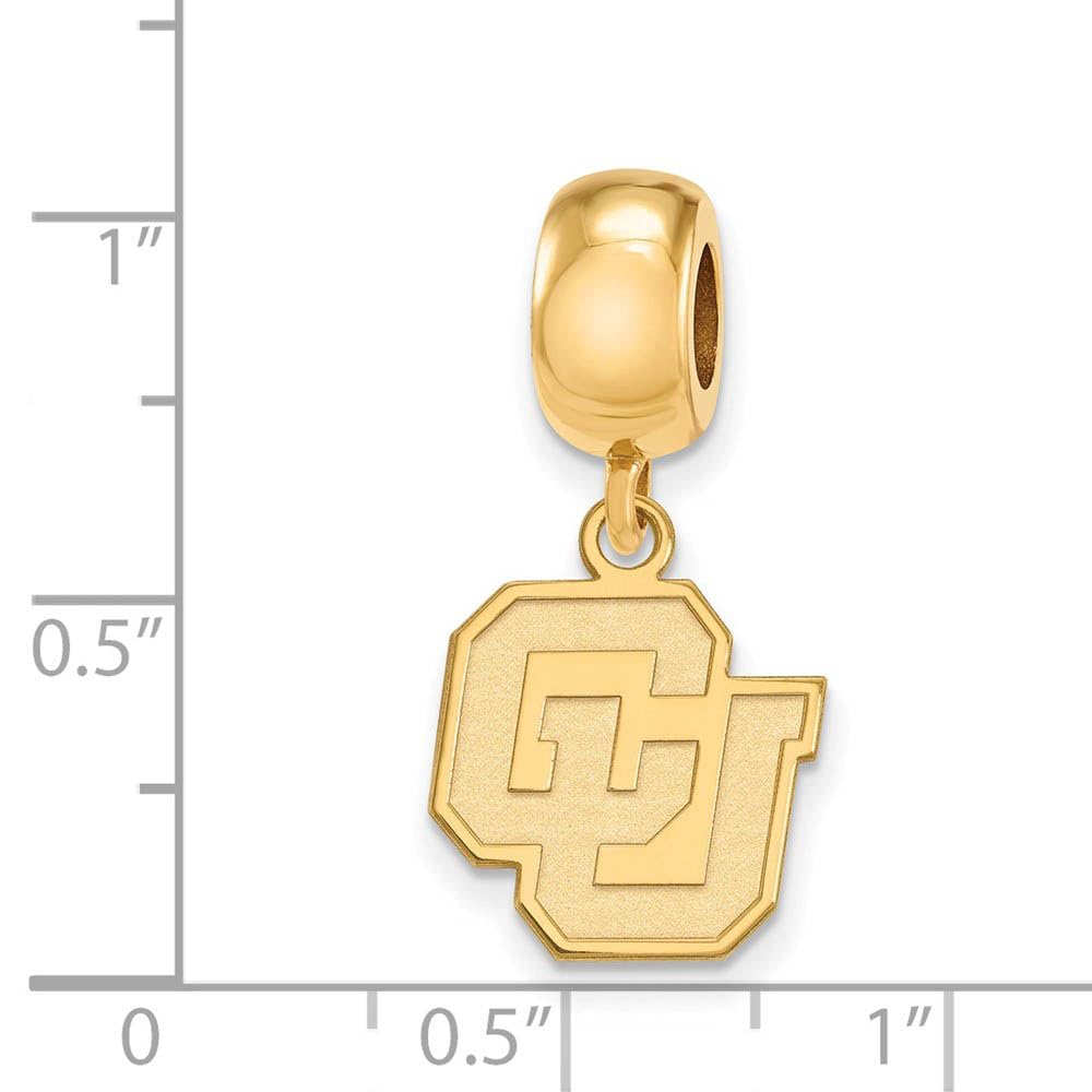 LogoArt 14k Yellow Gold Plated Sterling Silver University of Colorado Sm Dangle Charm