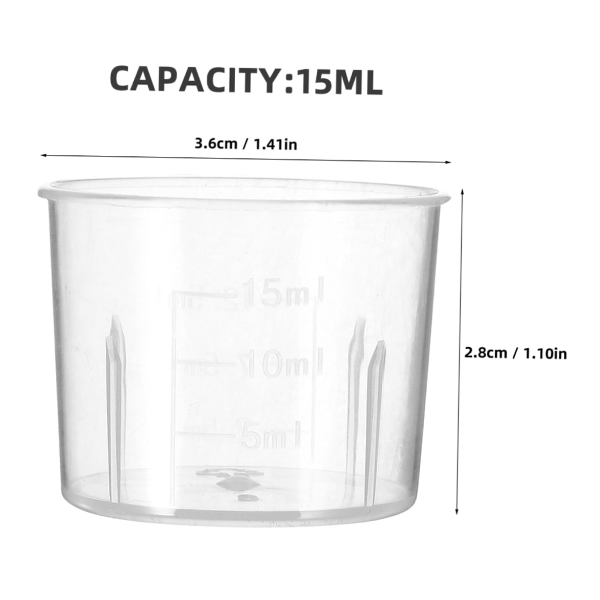 200 Pezzi Misurini Graduati in Plastica da 15ml per Laboratorio