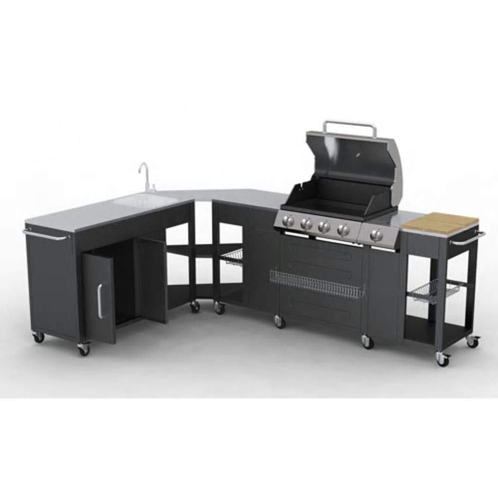 VidaXL 40428 Barbecue Zona cottura Gas Nero, Acciaio inossidabile barbecue e bistecchiera