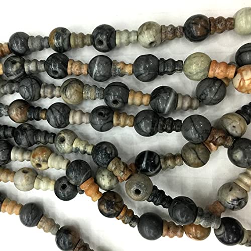 Perles jaspe Picasso pour mala tibétain et bijoux bouddhistes