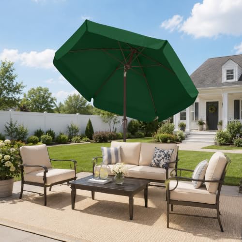 Image of ABCCANOPY 7.5ft Scalloped Patio Umbrella, Outdoor Table Umbrella with Tilt and Crank, Fiberglass Ribs Deck Umbrella for Patio, Pool, Garden, Picnic (Green)