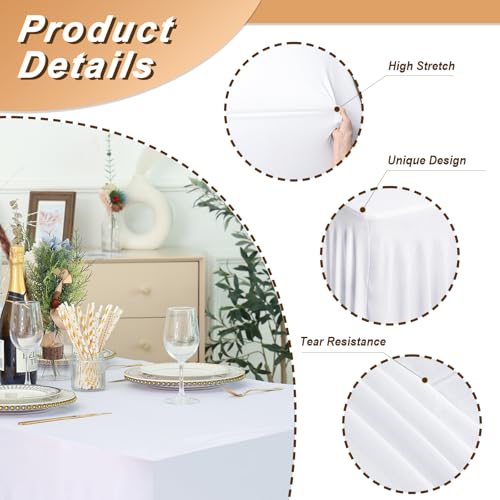 Fixwal Table Skirt, White Table Cloths for Rectangle Tables, Desk Skirt for 6 Foot Tables, White Spandex Table Covers for Folding Table - Image 5