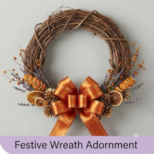 Image of Prokart - Pull Bow Gift Ribbon for Gift Wrapping, Large Decorative Pull Bows for Presents, Hampers, Flower Bouquets, Wedding, Birthday, Christmas & Party Decorations (30MM, Orange, Pack of 50PC)