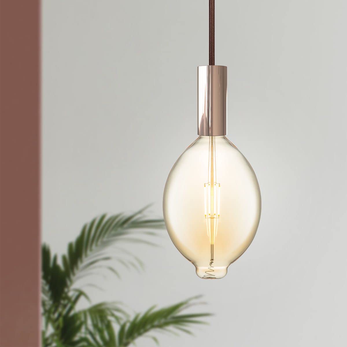 home sweet home collection Edison Vintage E27 | fuente de luz LED filamento Carbon | G180 Oval lámpara LED | Ámbar | Regulable | 4W 400lm 2700K | luz blanca cálida | Apto para casquillos E27