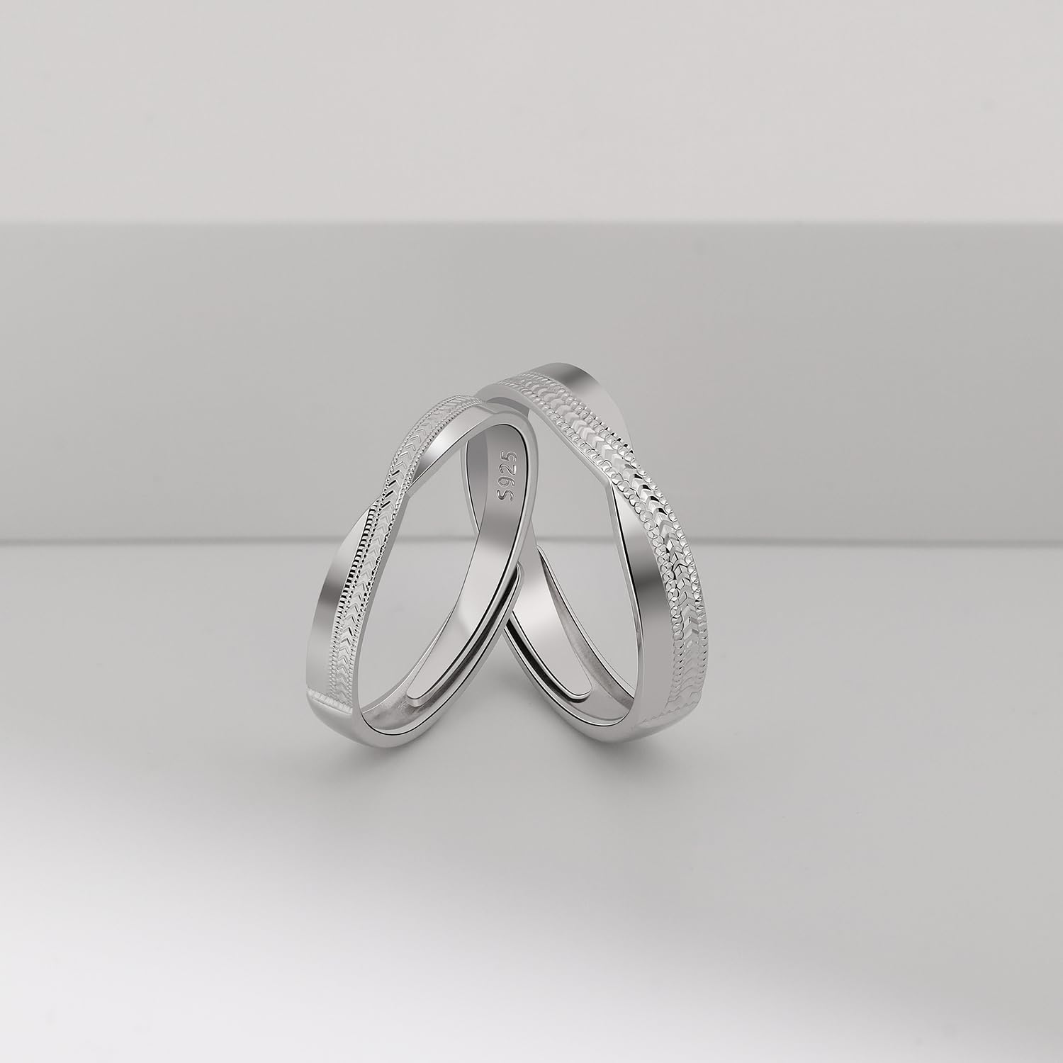 Meissa Alianzas de Plata para Pareja Anillos Ajustables Plata de Ley 925 Mujer 2,8mm & Hombre 4mm Joyería Nupcial Regalo para Compromiso, Boda, San Valentín o Aniversario (Juego de dos anillos)