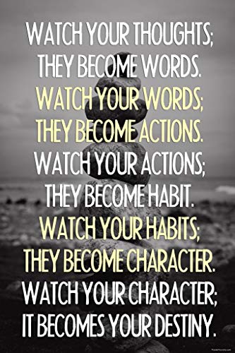 Image of Watch Your Thoughts Inspirational Poster Buddha Quotes Motivational Posters Gratitude Positivity Cool Wall Art Print Poster 16x24