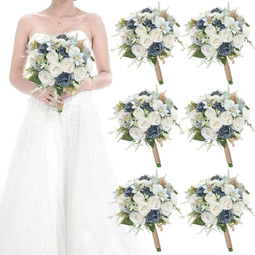 HOMENERGY Set of 6 Bridesmaid Bouquets for Wedding - 7