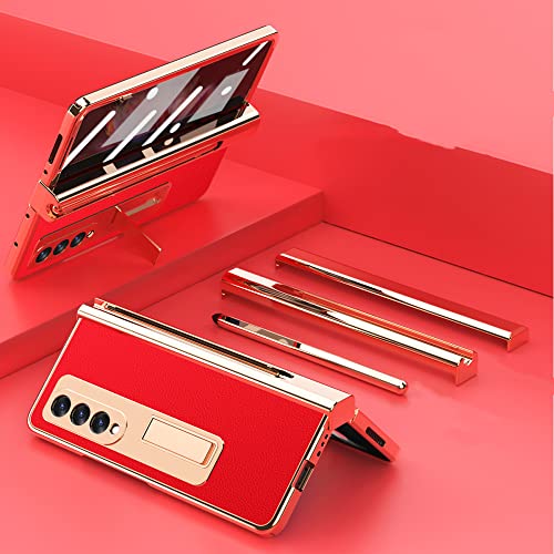 Stylet tactile et étui premium rouge pour Samsung Galaxy Z Fold 2 plaqué