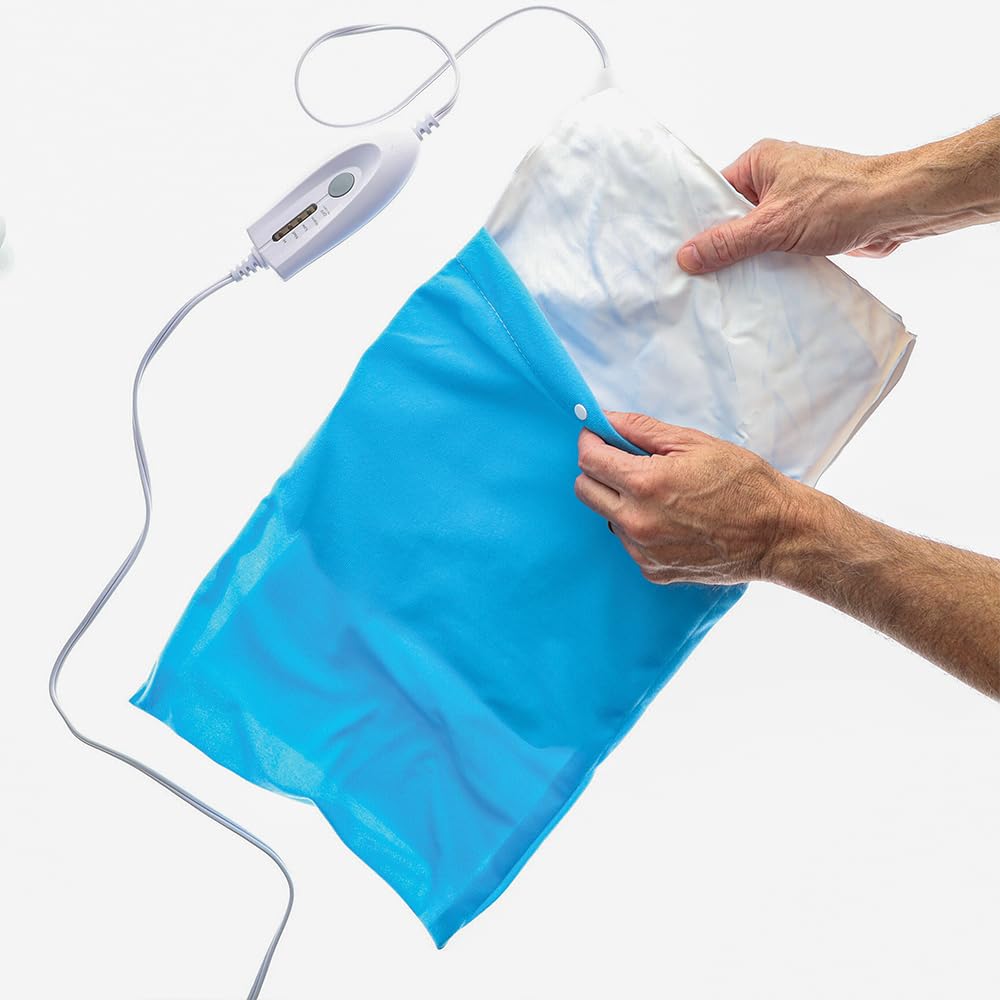 BodyMed Almohadilla térmica húmeda y seca con almohadilla de calefacción de apagado automático para alivio de molestias musculares, cuello, hombros, espalda y músculos, 12 x 15 pulgadas, azul,